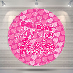 Lofaris Pink Heart Come On Lets Go Party Round Backdrop