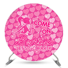 Lofaris Pink Heart Come On Lets Go Party Round Backdrop