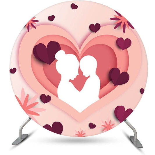 Lofaris Pink Heart Paper Draw Round Mothers Day Backdrop