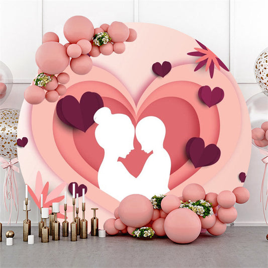 Lofaris Pink Heart Paper Draw Round Mothers Day Backdrop