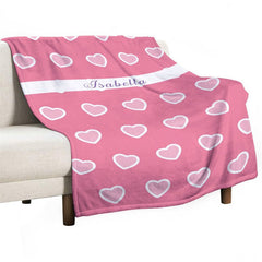 Lofaris Pink Heart Patterns Custom Valentines Day Blanket