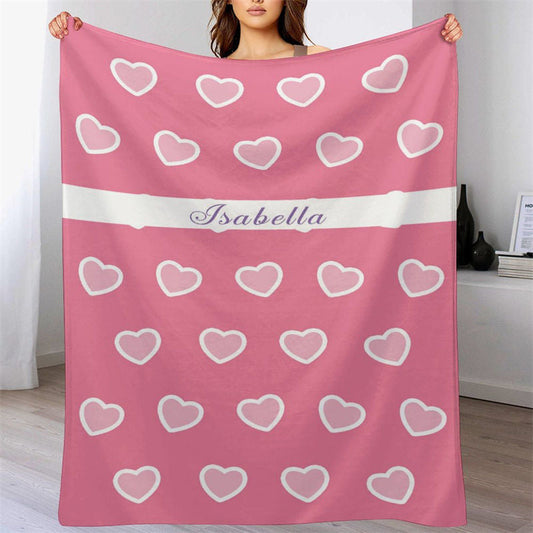 Lofaris Pink Heart Patterns Custom Valentines Day Blanket