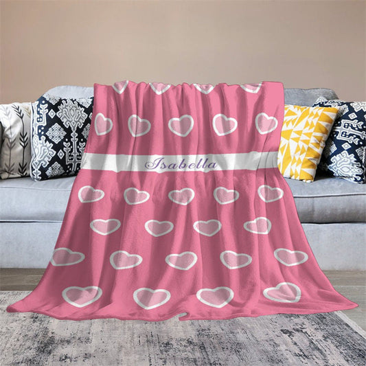 Lofaris Pink Heart Patterns Custom Valentines Day Blanket