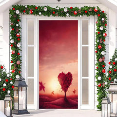 Lofaris Pink Heart Tree Leaves Door Cover For Valentines Day