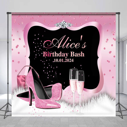 Lofaris Pink High Heel Diamond Ring Custom Birthday Backdrop