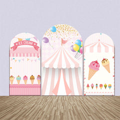 Lofaris Pink Ice Cream Balloon Flag Circus Arch Backdrop Kit