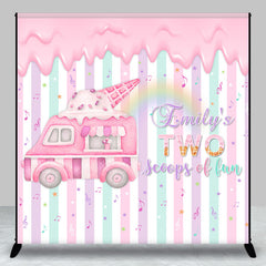 Lofaris Pink Ice Cream Truck Custom 2nd Birthday Backdrop