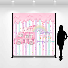 Lofaris Pink Ice Cream Truck Custom 2nd Birthday Backdrop