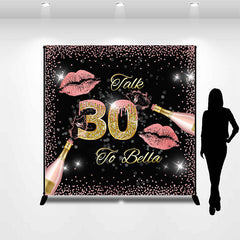 Lofaris Pink Lips Champagne Custom 30th Birthday Backdrop