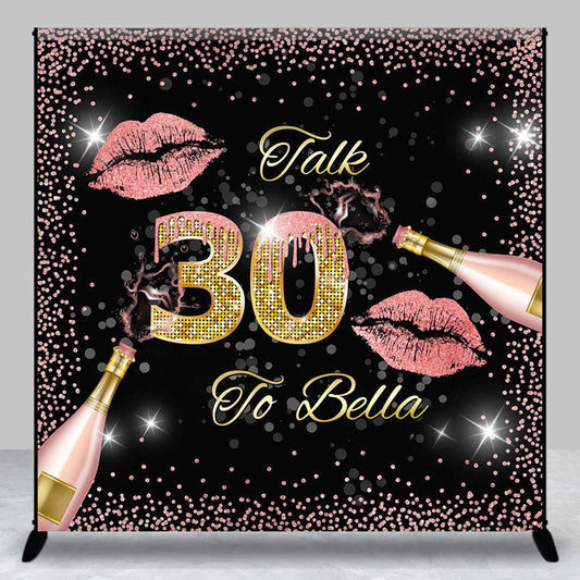 Lofaris Pink Lips Champagne Custom 30th Birthday Backdrop