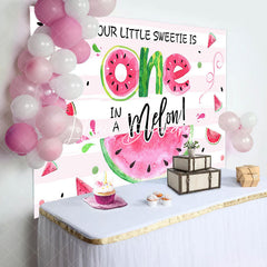 Lofaris Pink Little Sweetie Watermelon 1st Birthday Backdrop