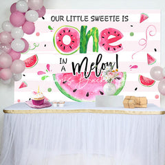 Lofaris Pink Little Sweetie Watermelon 1st Birthday Backdrop