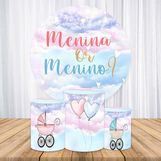 Lofaris Pink Menina Or Blue Menino Round Baby Shower Backdrop Kit