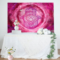 Lofaris Pink Nebula Vortex Hamasa Hand Pattern Backdrop