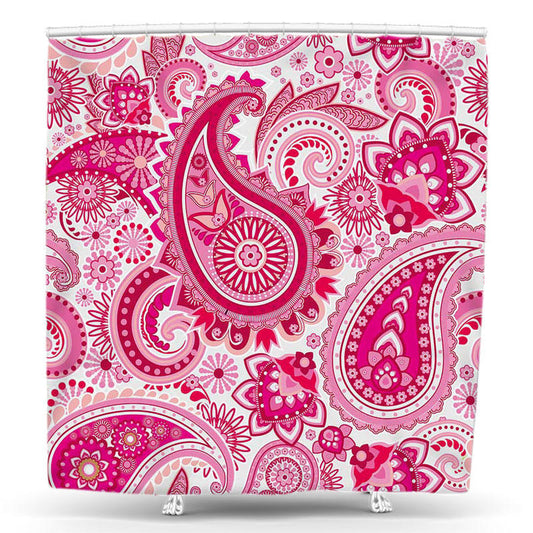 Lofaris Pink Paisley Illustration Pattern Shower Curtain