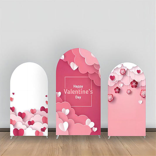 Lofaris Pink Paper Heart Cloud Floral Arch Backdrop Kit