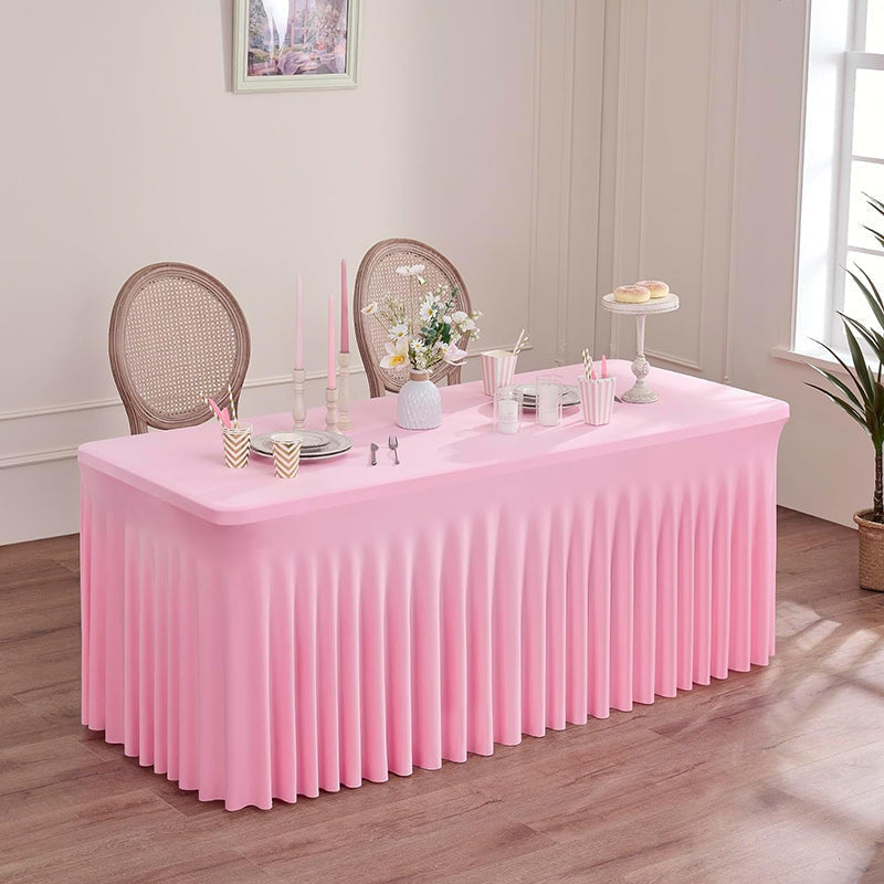 Lofaris Pink Premium Spandex Rectangle Party Table Skirt