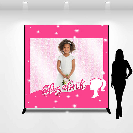Lofaris Pink Princess Girls Custom Photo Birthday Backdrop