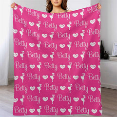 Lofaris Pink Princess Heart Name Repeat Custom Blanket
