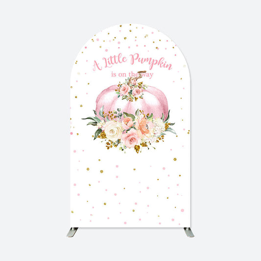 Lofaris Pink Pumpkin Baby Shower Double Sided Arch Backdrop