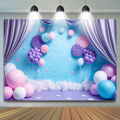 Lofaris Pink Purple Balloon Curtain Cake Smash Backdrop