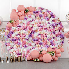 Lofaris Pink Purple Flora Wall Pretty Round Wedding Backdrop