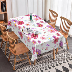 Lofaris Pink Purple White Flower Spring Rectangle Tablecloth