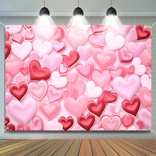 Lofaris Pink Red Love Heart Romantic Valentines Day Backdrop