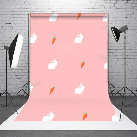 Lofaris Pink Repeat Carrot Rabbit Easter Backdrop For Photo
