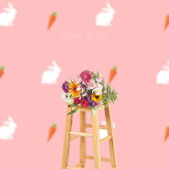 Lofaris Pink Repeat Carrot Rabbit Easter Backdrop For Photo