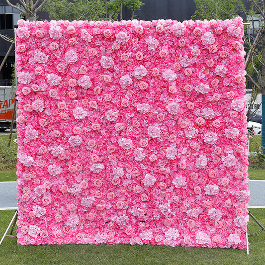 Lofaris Pink Rose Faux Floral Wall Backdrop For Wedding