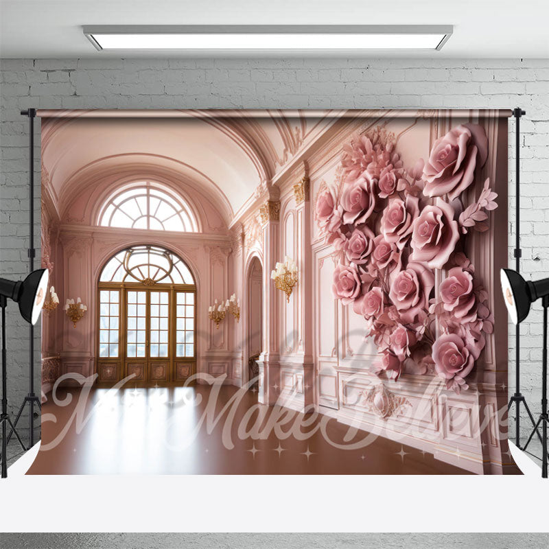 Lofaris Pink Rose Wall Elegant Door And Window Backdrop