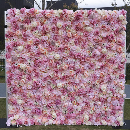Lofaris Pink Rose Wedding Decoration Faux Flower Wall Panels
