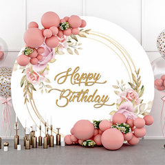 Lofaris Pink Roses Boho Circle Backdrop For Birthday Party