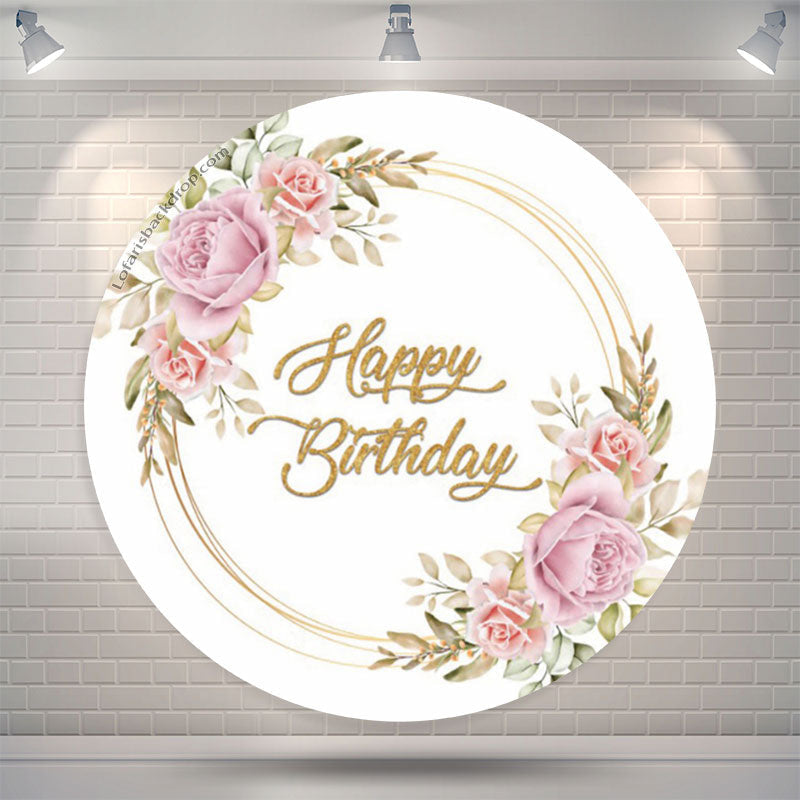 Lofaris Pink Roses Boho Circle Backdrop For Birthday Party