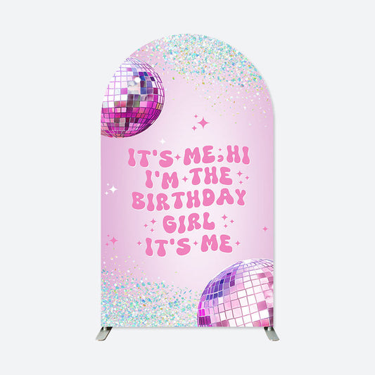 Lofaris Pink Sequin Ball Star Birthday Party Arch Backdrop