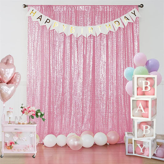 Lofaris Pink Shiny Sequin Fabric Backdrop for Wedding Party
