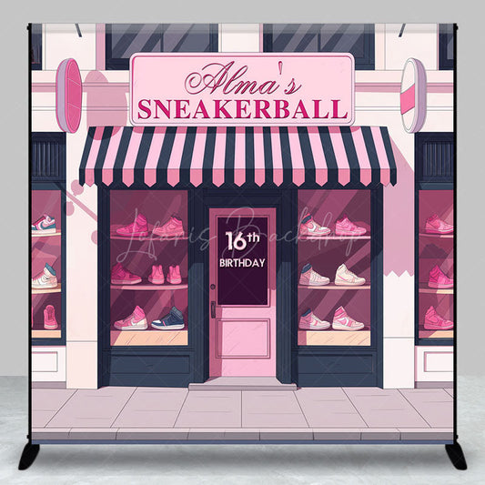 Lofaris Pink Sneakerball Custom Name 16th Birthday Backdrop