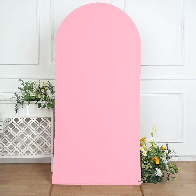 Lofaris Pink Spandex Fit Round Top Backdrop Wedding Arch Cover