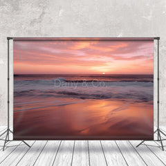 Lofaris Pink Sunrise Beach Seawave Summer Photo Backdrop