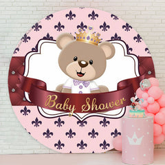 Lofaris Pink Teddy Bear Girl Baby Shower Round Backdrop