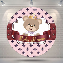 Lofaris Pink Teddy Bear Girl Baby Shower Round Backdrop