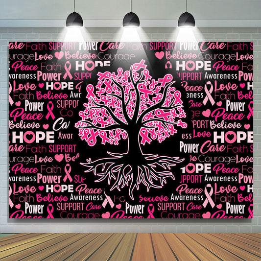 Lofaris Pink Tree Hope Breast Cancer Awareness Backdrop