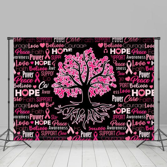 Lofaris Pink Tree Hope Breast Cancer Awareness Backdrop