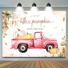 Lofaris Pink Truck Pumpkin On The Way Baby Shower Backdrop