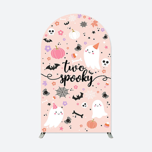 Lofaris Pink Two Spooky Halloween 2nd Birthday Arch Backdrop