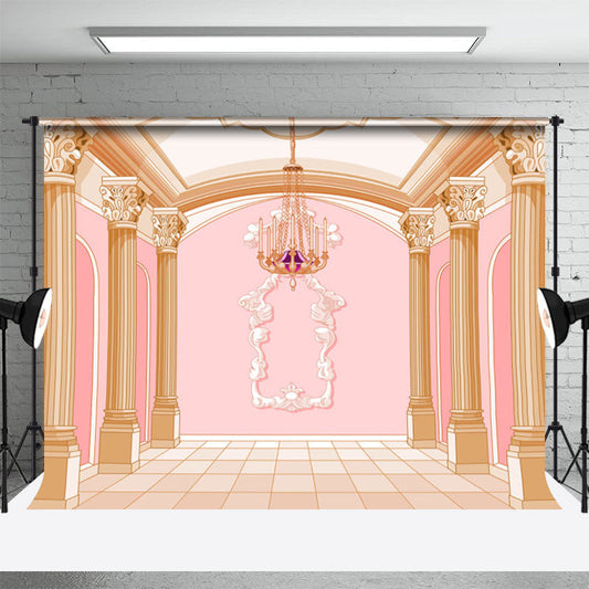 Lofaris Pink Wall Cartoon Palace Romantic Wedding Backdrop