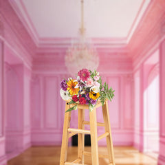 Lofaris Pink Wall Wood Floor Door Backdrop For Photograph