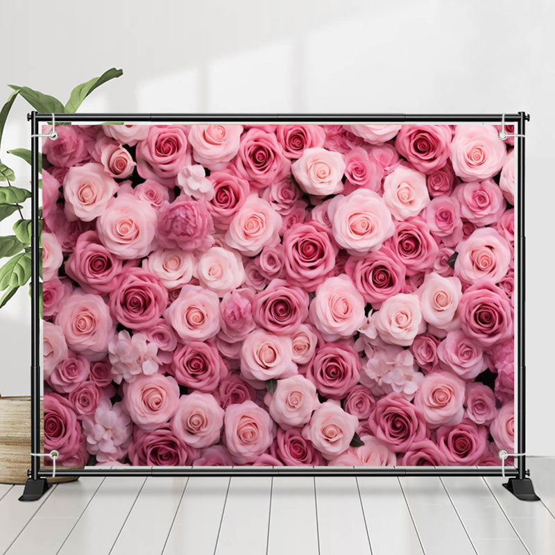 Big Roses Backdrop Pink White Bloom Rose Backdrop For Valentines Day - Lofaris