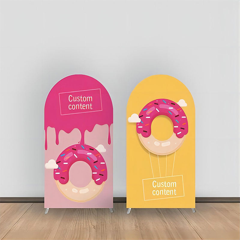 Lofaris Pink Yellow Donut Cream Cloud Custom Arch Backdrop